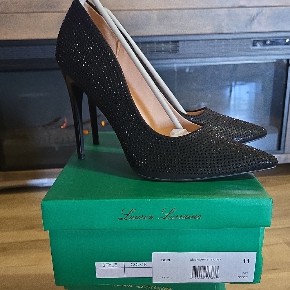 Lauren Lorraine Sparkling Black Heels